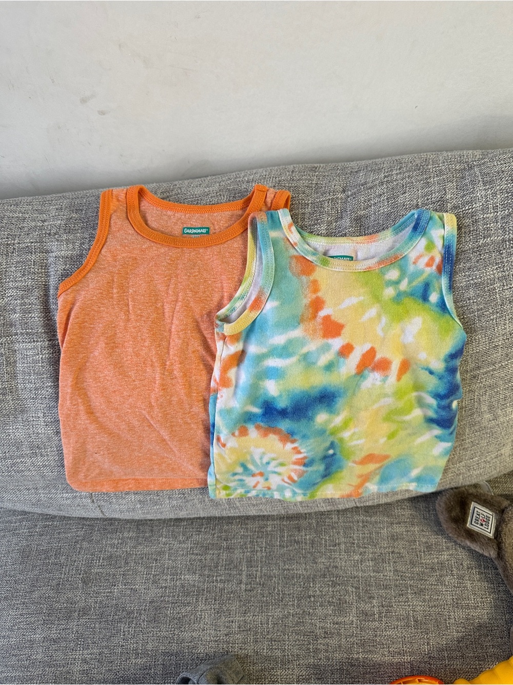 Garanimals Orange Solid & Multicolor Tie-Dye Tank Top Set